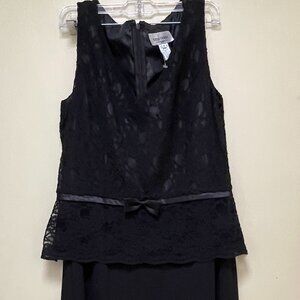 Fancy lace, black dress.